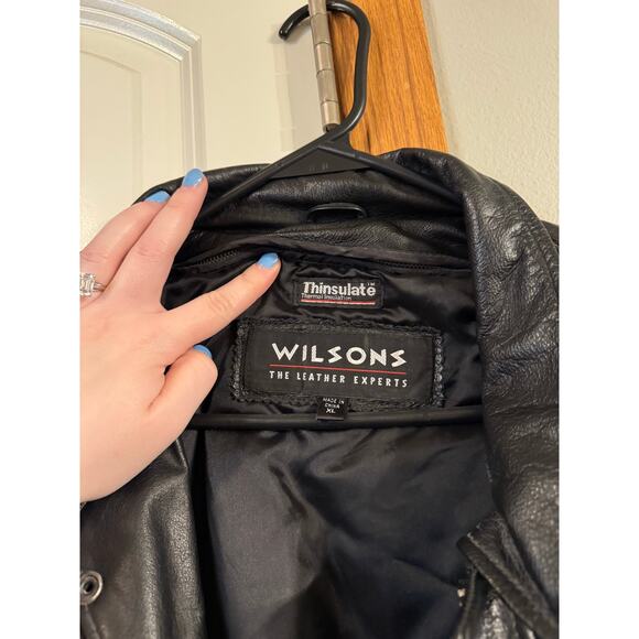 Vintage Wilsons Black 100% Leather Jacket w/ Thinsulate Lining Vest Men's XL - Picture 5 of 5